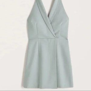 Abercrombie-Halter Blazer Skort Dress Romper in Light Green (XS)